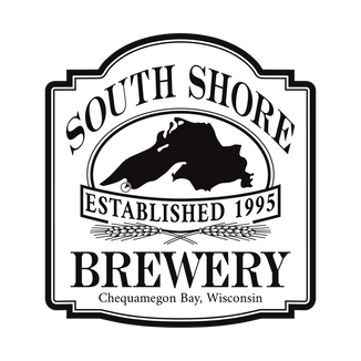 south shore brewery logo white shield background